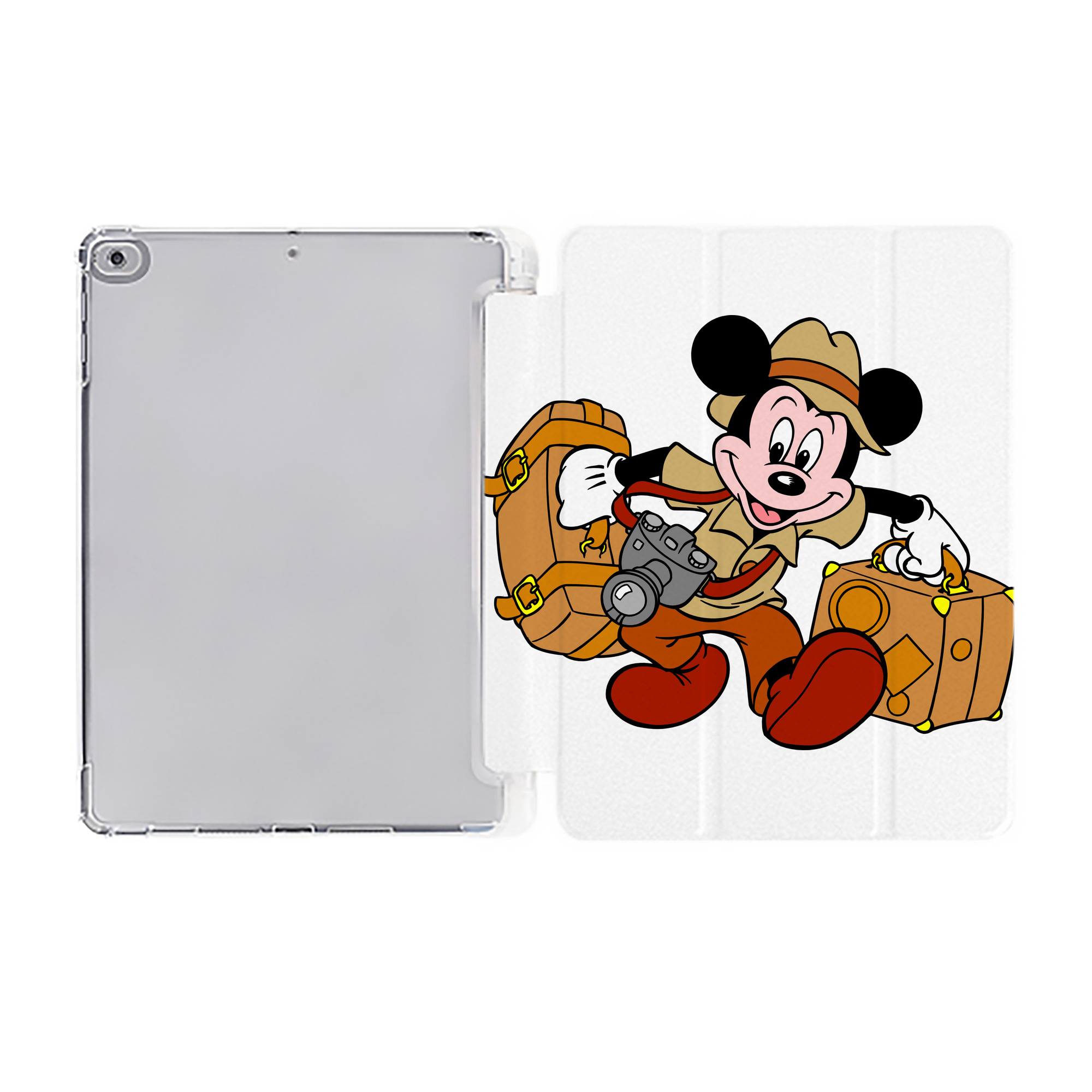 （画像用） ミッキーマウス Mickey Mouse IPad ケース ペン収納付き 三つ折りスタンド PUレザー×シリコン 対応機種9.5/10.5/10.9インチ